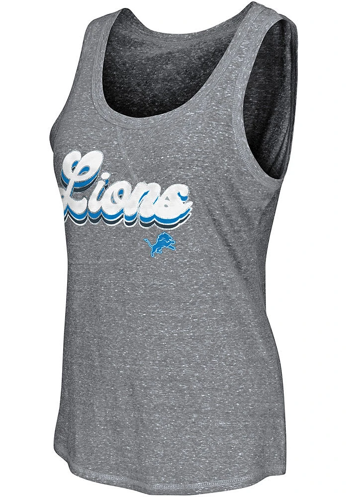 Detroit Lions Womens Grey Layered Playoff Tank Top