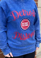 Detroit Pistons Womens Blue Julie Comfy Cord Crew Sweatshirt