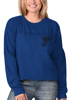 St Louis Blues Womens Blue Fight Song Cropped Crew LS Tee