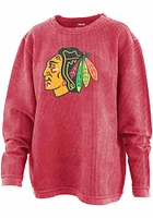 Chicago Blackhawks Womens Red Cozy Cord Crew Sweatshirt