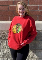 Chicago Blackhawks Womens Red Cozy Cord Crew Sweatshirt