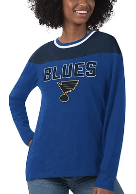 St Louis Blues Womens Blue Direct Snap LS Tee
