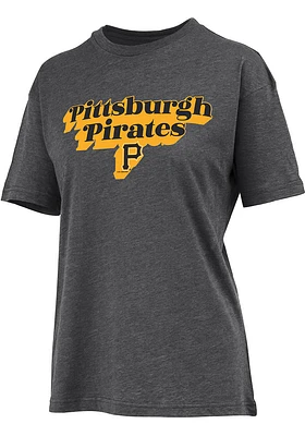 Pittsburgh Pirates Womens Black Melange Short Sleeve T-Shirt
