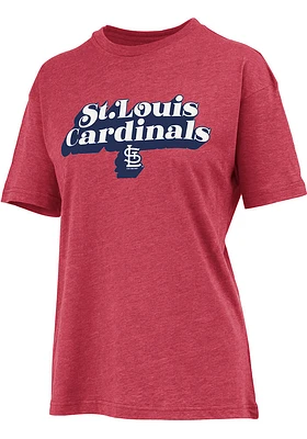 St Louis Cardinals Womens Red Melange Short Sleeve T-Shirt