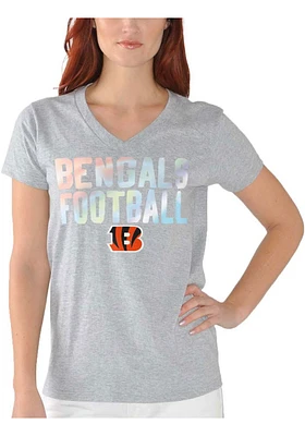 Cincinnati Bengals Womens Grey Fair Catch Short Sleeve T-Shirt