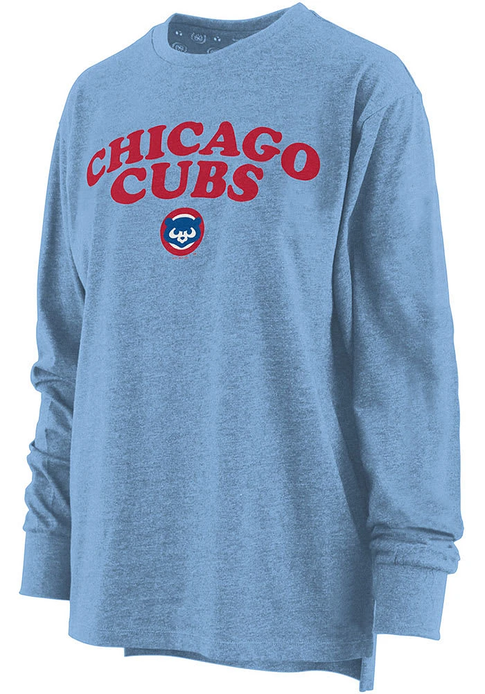 Chicago Cubs Womens Light Blue Melange LS Tee