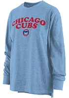 Chicago Cubs Womens Light Blue Melange LS Tee