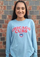 Chicago Cubs Womens Light Blue Melange LS Tee
