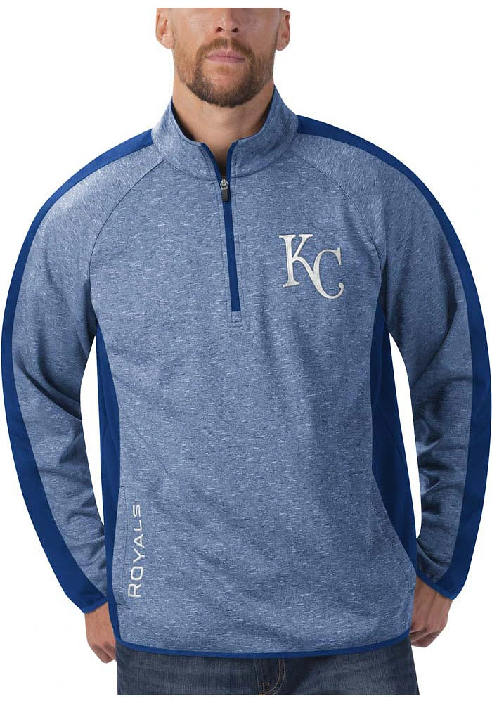 Kansas City Royals Mens Blue Outfield Long Sleeve Qtr Zip Pullover