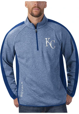 Kansas City Royals Mens Blue Outfield Long Sleeve Qtr Zip Pullover