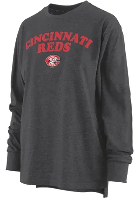 Cincinnati Reds Womens Black Melange LS Tee