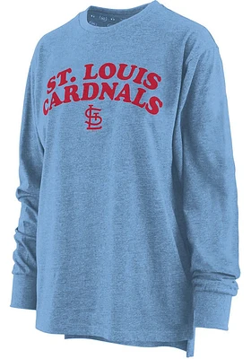St Louis Cardinals Womens Light Blue Melange LS Tee