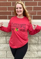 Chicago Blackhawks Womens Red Melange LS Tee