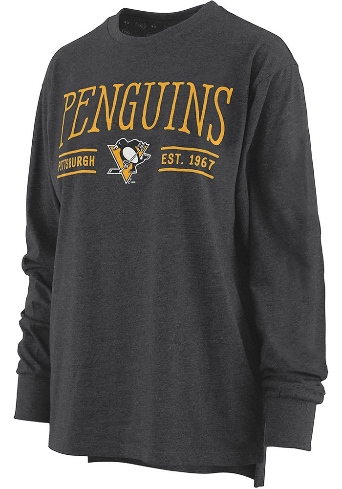Pittsburgh Penguins Womens Black Melange LS Tee