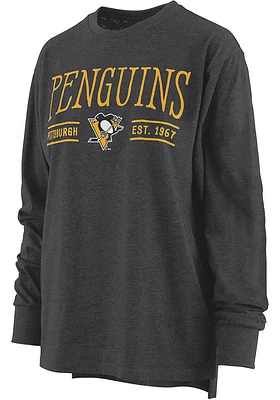 Pittsburgh Penguins Womens Black Melange LS Tee