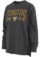Pittsburgh Penguins Womens Black Melange LS Tee
