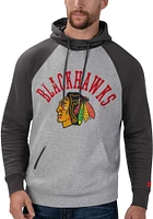 Starter Chicago Blackhawks Mens Grey Homerun Pullover Hood Fashion