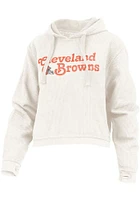 Cleveland Browns Womens Ivory Corded Hooded Sweatshirt