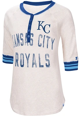 Kansas City Royals Womens White Henley LS Tee