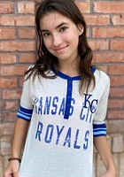 Kansas City Royals Womens White Henley LS Tee