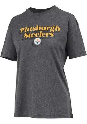 Pittsburgh Steelers Womens Black Melange Style Short Sleeve T-Shirt