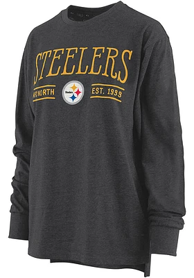 Pittsburgh Steelers Womens Black Melange LS Tee