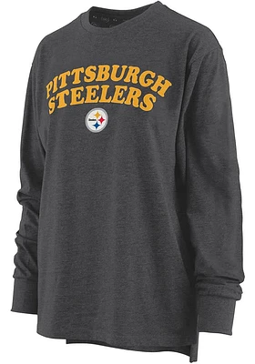 Pittsburgh Steelers Womens Black Melange Style LS Tee