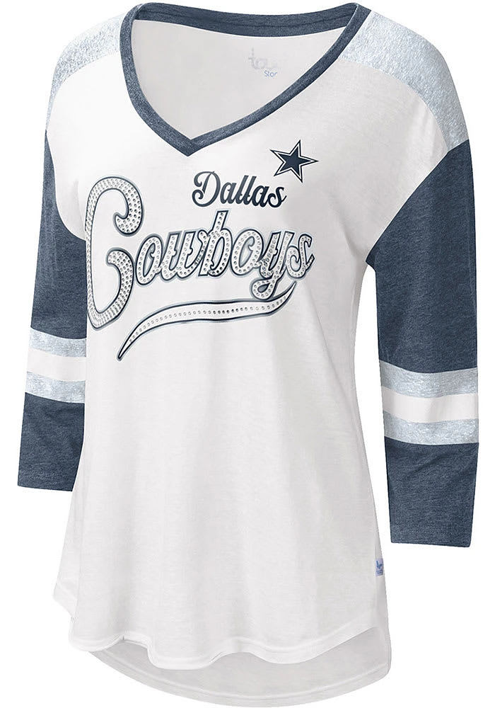 Dallas Cowboys Womens White Base Runner LS Tee