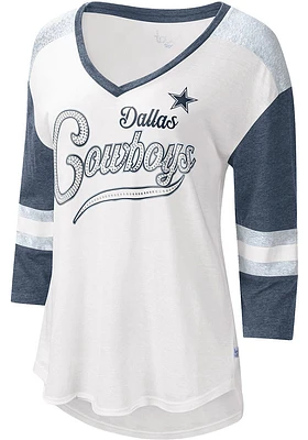 Dallas Cowboys Womens White Base Runner LS Tee