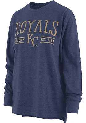 Kansas City Royals Womens Navy Blue Melange LS Tee