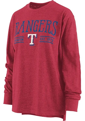 Texas Rangers Womens Red Melange LS Tee