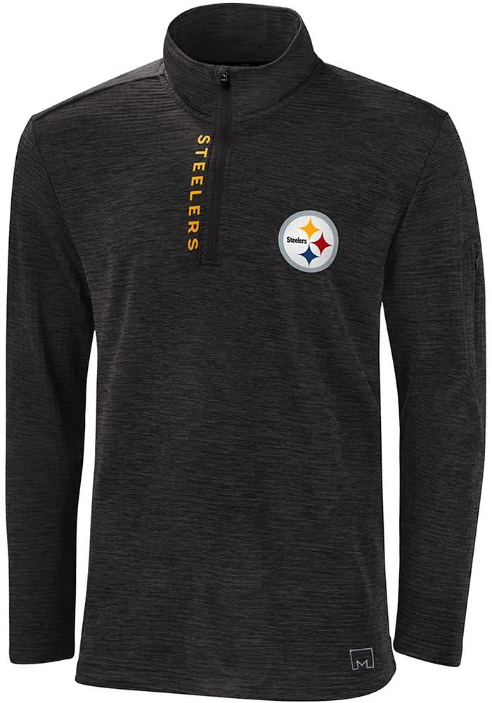 MSX by Michael Strahan Pittsburgh Steelers Mens Black IMPACT Long Sleeve Qtr Zip Pullover