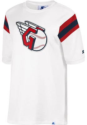 Cleveland Guardians Womens White Double Team Short Sleeve T-Shirt