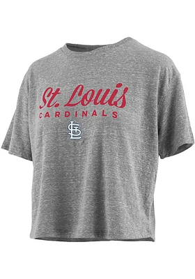 St Louis Cardinals Womens Grey Knobi Design Short Sleeve T-Shirt