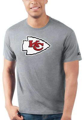 Starter Kansas City Chiefs Grey Primary Logo Design Short Sleeve T Shirt