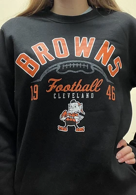 Cleveland Browns Mens Black COTTON POLY Series Design Long Sleeve Crew Sweatshirt