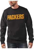 Starter Green Bay Packers Mens Black COTTON POLY Design Long Sleeve Crew Sweatshirt