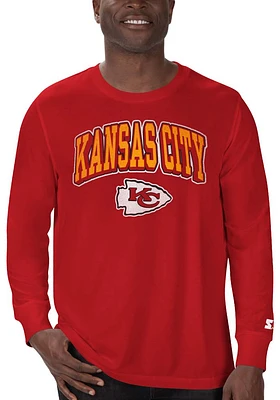 Starter Kansas City Chiefs Red Arch Name Design Long Sleeve T Shirt