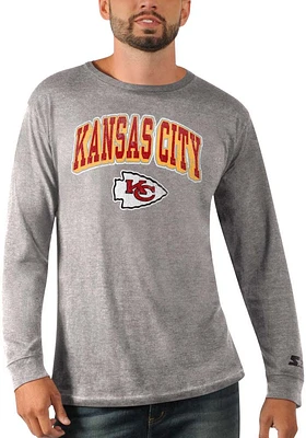 Starter Kansas City Chiefs Grey Arch Name Long Sleeve T Shirt