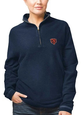 Chicago Bears Womens Navy Blue Corduroy Qtr Zip