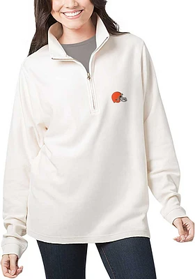 Cleveland Browns Womens Natural Corduroy Qtr Zip