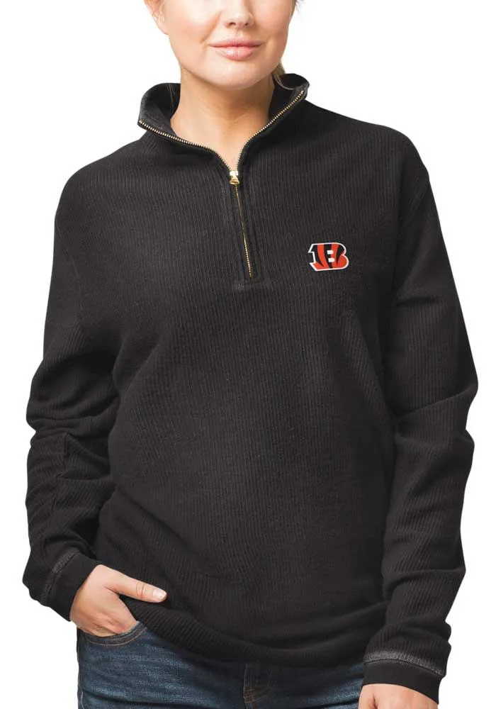 Cincinnati Bengals Womens Black Corduroy 1/4 Zip Pullover