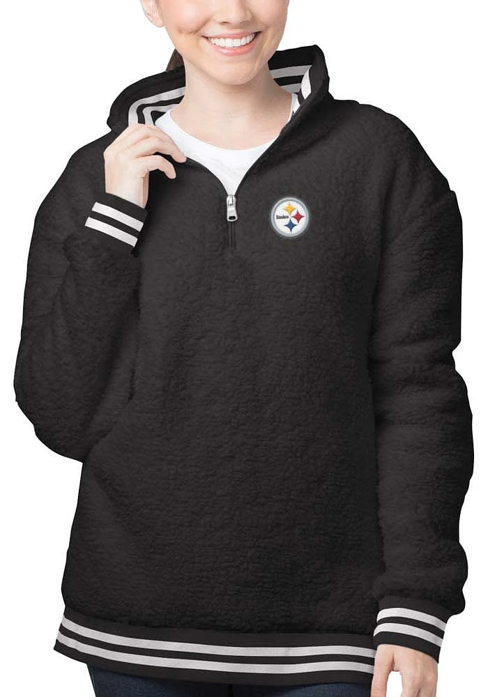 Pittsburgh Steelers Womens Black Play Action Qtr Zip