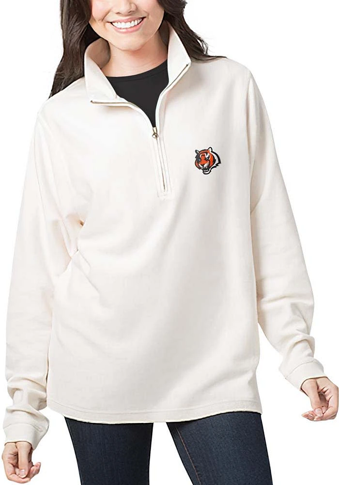 Cincinnati Bengals Womens Natural Corduroy Qtr Zip