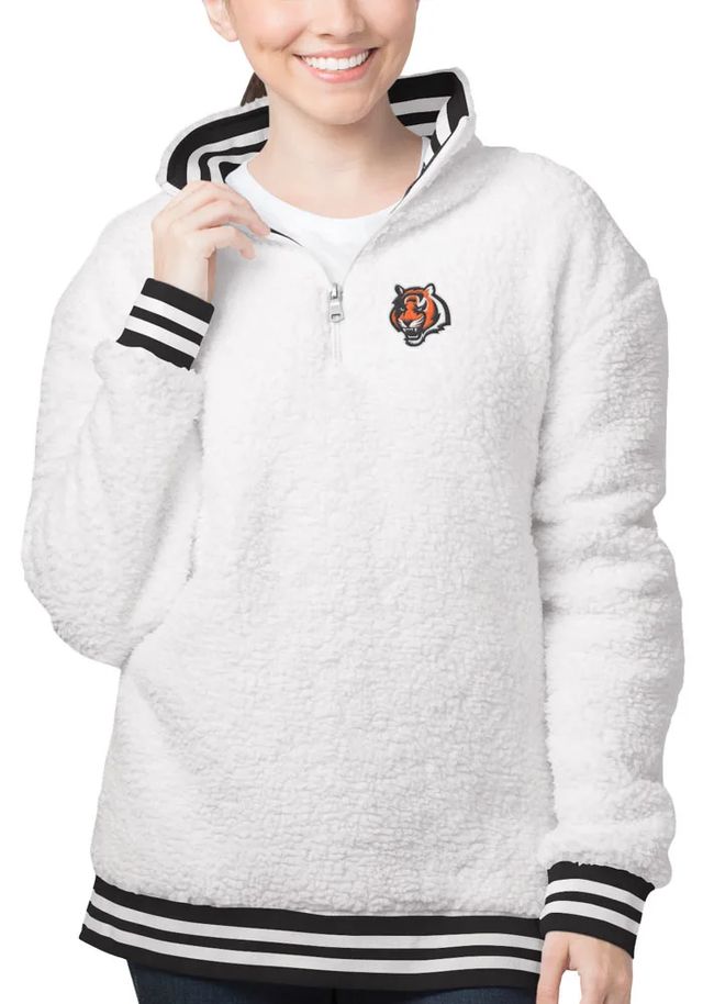 Cincinnati Bengals Womens White Playaction 1/4 Zip Pullover