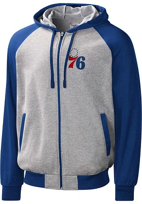 Philadelphia 76ers Mens Grey SCRIMMAGE Long Sleeve Zip