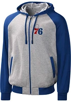 Philadelphia 76ers Mens Grey SCRIMMAGE Long Sleeve Zip