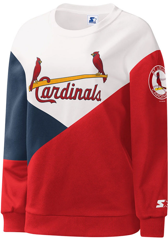 Starter St Louis Cardinals Womens White Shutout Crew Sweatshirt