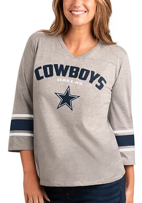 Dallas Cowboys Womens Grey Coin Toss LS Tee