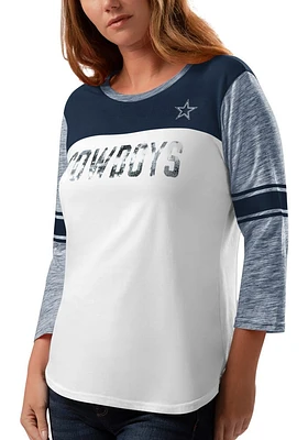 Dallas Cowboys Womens White Triple Play LS Tee
